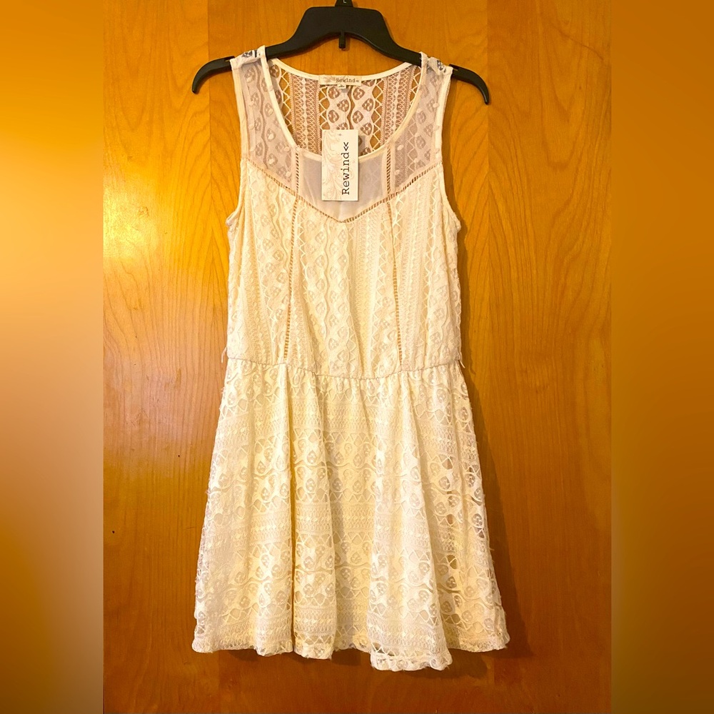 Cream lace baby doll dress with slip dress.